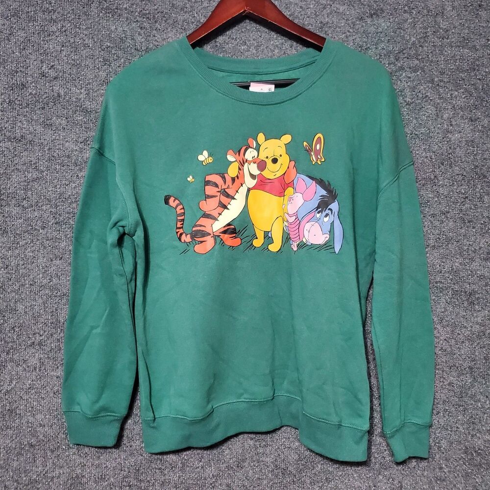 Disney Winne the Pooh Sweatshirt Womens Small Green Double Sided Summer Tigger